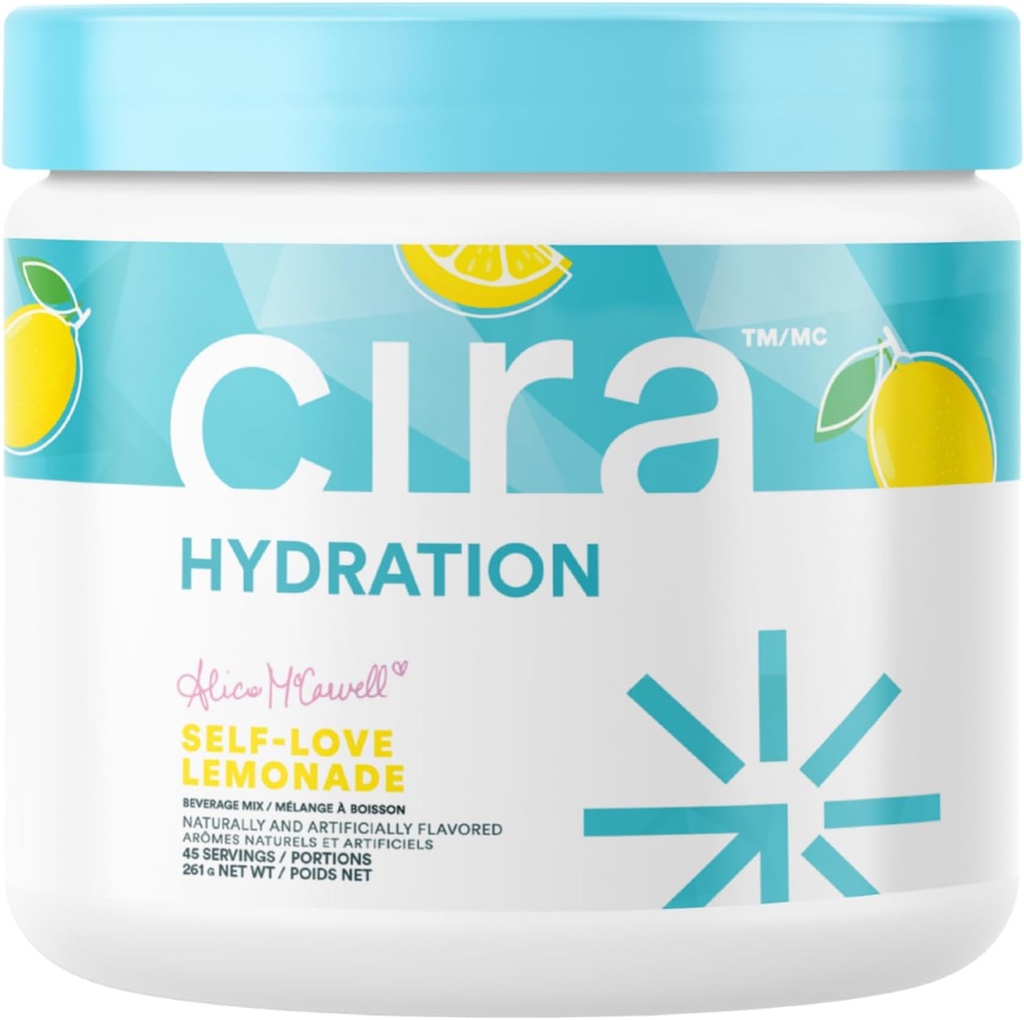 Cira Hydration Mill x Alicia McCarvell 's Electrolyte Drink Mix with Himalayan Salt for Dehidrace Relief and Recovery - Savarankiška meilė Lemonade, 45 Paslaugos