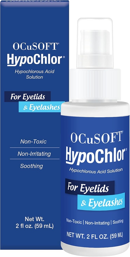 OCuSOFT HypoChlor Spray - Nedirginantis hipochloritinis rūgščių purkštuvas ir akių vokų valiklis Sprendimas pašalinti aliejų & Debris- 2 fl oz