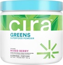 Cira Daily Žalieji - Natūraliai švedinta, Ekologiškas Spirulina Superfood milteliai su Premium, Antioksidantas- Turtingas ingredientų Debloating, Digestion, & Energija - Mišrus Berry, 30 Paslaugos