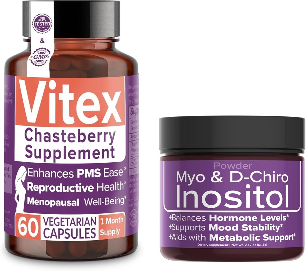 Intimate Rose Save 10% on Hormonal Balance & Reproductive Wellness Bundle – Vitex Chasteberry Supplement + Myo & D-Chiro Inositol Powder for PCOS & Menstrual Support