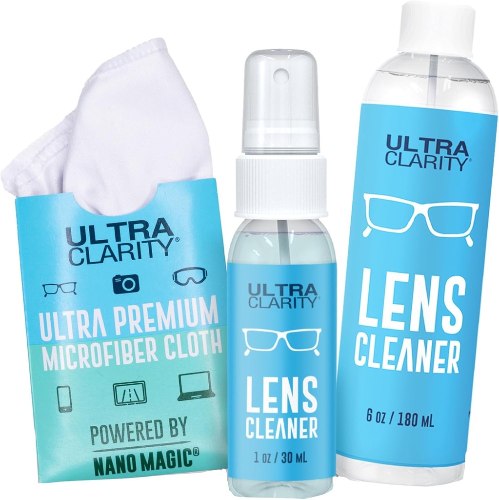 Powered by Nano Magic Eyeglass Lens Valymo Spray 7oz Valymo vertingas Pack ® 124; 1oz Spray, 6oz Refill, Microfiber Cloth ® 124; akiniams, Telefonas, Elektroniniai ekranai, Optiniai paviršiai, Padengtos dangos