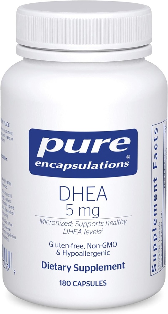 Pure Encapsulations DHEA 5 mg - Immune Support & Hormones Balance * - Micronized DHEA - Gluten Free & Vegan - 180 kapsulių