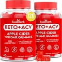Apple Cider Act Gummies, Keto ACV Gummies with Probiotics, Vitaminas B12 & Keto Support, 2000 mg ACV with Mother for Digestion, Metabolization, Cleanse & Detox Diet, Vegan, Low Sugar, 120 Taškai