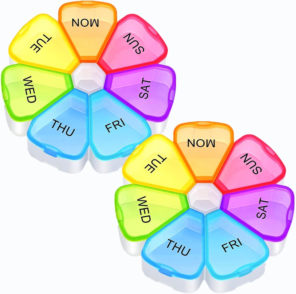 Didelės savaitės piliulės Organizatorius, OAAO XL 7 dieną nešiojamos piliulės Dėžutė Vitaminas, Menkės kepenų aliejus, Pilies, papildai, Gėlių medicinos Organizatorius Artritas Draugiškas (2 pakuotė)