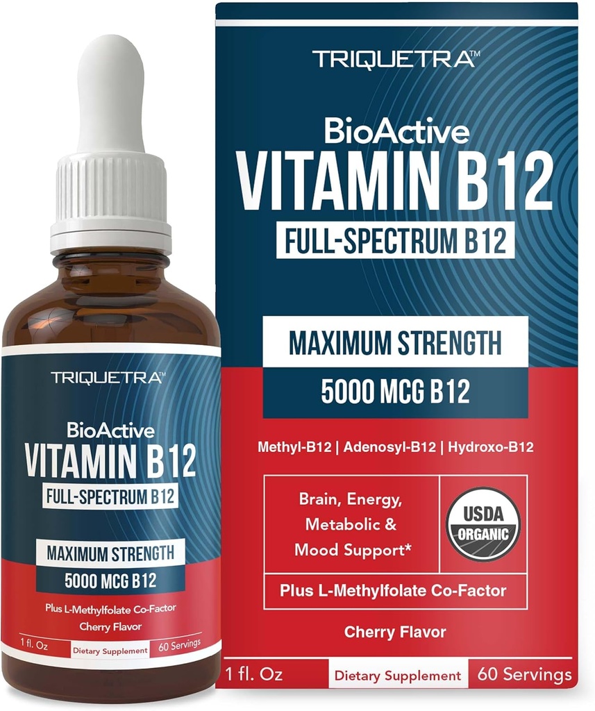 Bioactive Vitaminum B12 5000 µg, sudėtyje yra 3 BioActive Form B12 Plus Metilfolate Cofactor - Metil B12, Adenosil B12 & Hydroxy B12 124; Poliežuvinė forma, berry Schior, Organic, Vegan (60 serverių)