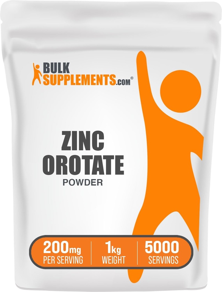 BulkSupp. com Cinko sukimosi milteliai - Cinko mineralų papildas, skirtas imuninei paramai - Gluten Free, 200mg per Serving, 1kg (2,2 lbs) (Pakuotėje yra 1)