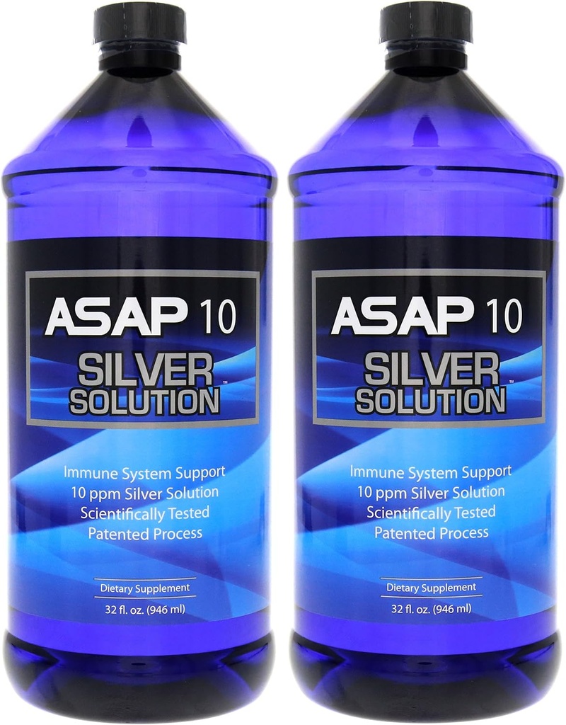 American Biotech Labs ASAP 10 PPM Silver Sol Immune System Support ® 124; 2 Pack of 32 Oz Totalling 64 Oz