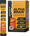 ONNIT Alpha smegenų Instant persikų skonio - Nootropinis smegenų Booster atminties priedas - dėmesio, energijos ir aiškumo - Alfa GPC Choline, Cats Claw, L- Theanine, Bacopa - 30ct