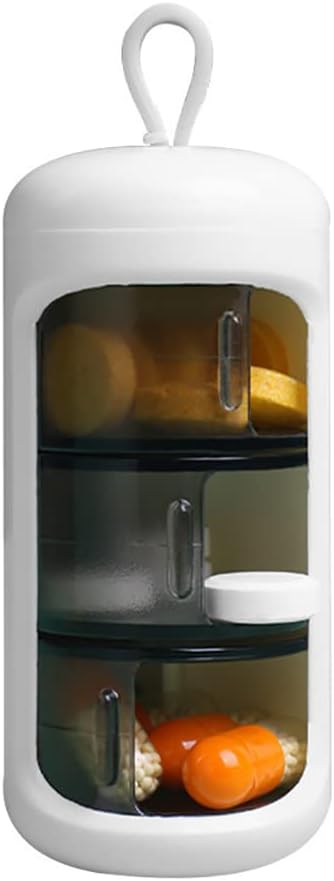 Krepšys konteineris, Mažas Nešiojamų Kelionių Pip Case, Mini Dydis Pil Organizatorius, Pil Box Vitaminas, Žuvies aliejus, papildai, 3 Kompleksas Sliding Dienos Pil Case (Balta)...