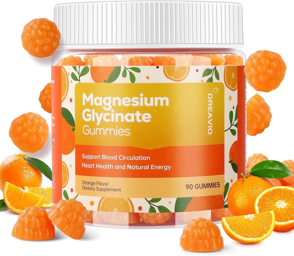 90 Count Magnis Glycinate Gummies 400mg w / Ashwagandha Priedas - Cinko magnio glicinato be cukraus priedas Ashwagandha Gummies for Suaugusiųjų apelsinų skonio