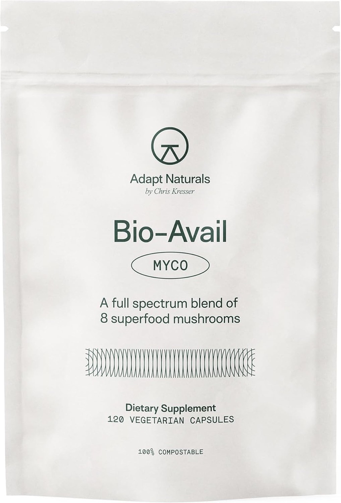 Pritaikyti Naturals Bio- Avail Myco - 8- in-1 Bioavailable Mushroom Additive Complex - Chaga, Cordyceps, Reishi, Lions Mane - Kraujo spaudimas, Atmintis, Imuninis - 120 Kapsules