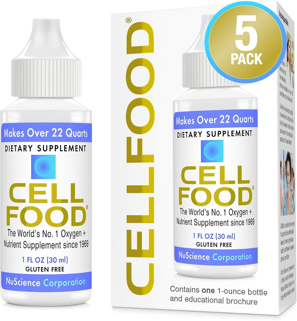 Cellfood Oxygen Boost - 1 fl oz, 5 Pack - Skysto deguonies papildas Limfy Drenage, Altitude Life, Jet Lag, Nuovargis, Galvos skausmas, Hangapes & Energy - Gluten Free, Cert. Kosher