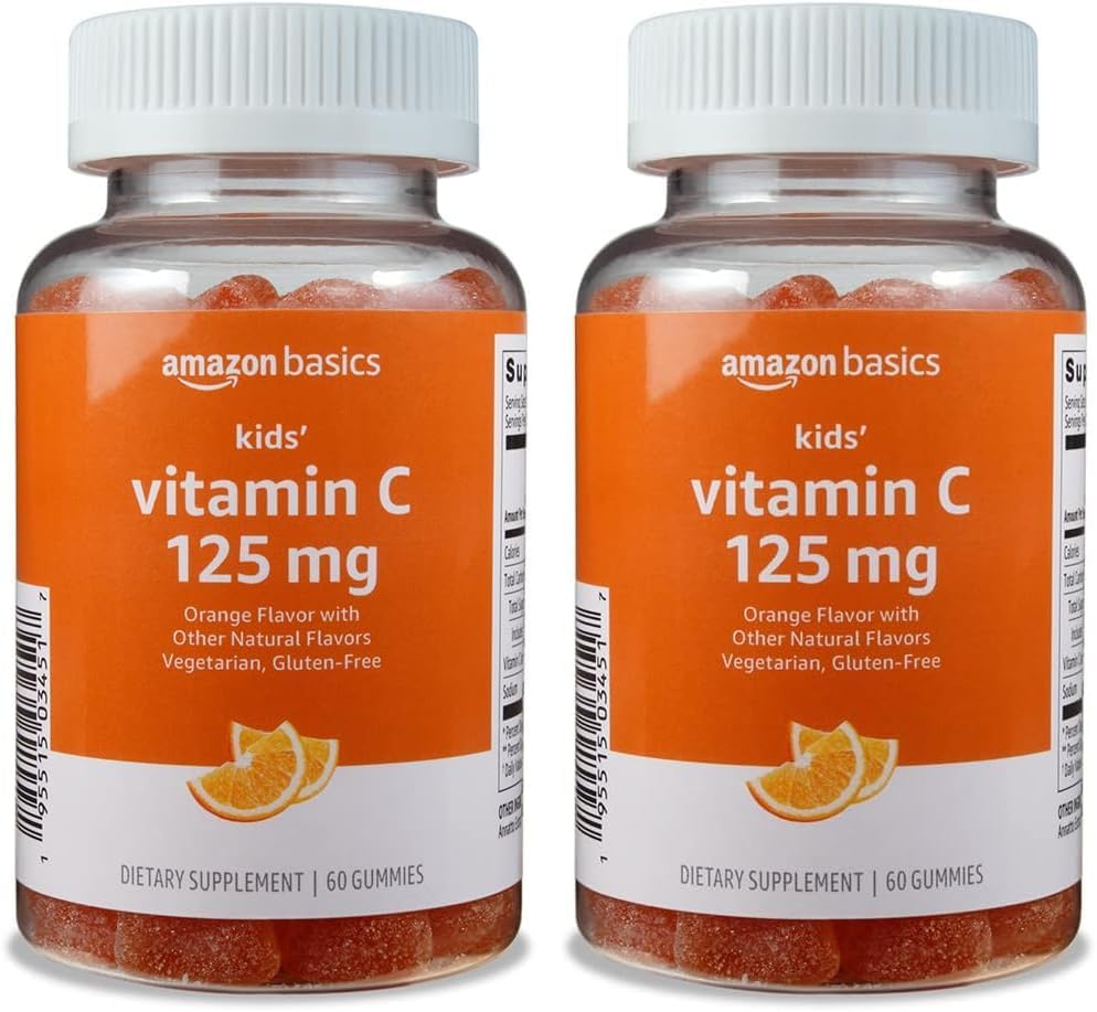 "Amazon Basics Kids 'Vitaminas C 125mg Gummies, Orange, 60 Count, Immune Health, 2 Month Supply (Previous Solimo) (Pack of 2)