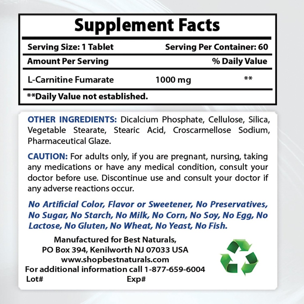 Geriausi Naturals L- karnitinas 1000mg & L- argininas 1000 mg