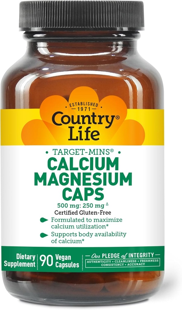 Country Life Target- Mins Calcium Magnis Complex - 1000mg Calcium, 500mg Magnis, Nemokamas papildas kaulų sveikatai