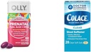 OLLY Ultra stiprumas Prenatal Multivitaminas Softgels su smegenų plėtros parama + Colace Clear Stool Softener kapsulės, 28 Skaičiavimas