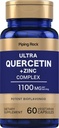 Pipering Rock Quercetin Cinko kompleksas ® 124; 1100 mg ® 124; 60 kapsulių ® 124; Non-GMO, Gluten Free Addition