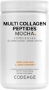 Codeage Multi Collagen Peptides Protein Powder - Chocolate Mocha Instant Coffee - Gourmet Knoa Coffee Drink & Shake - Collagen Type I, II, III, V & X - Grass-Fed, Hydrolyzed, Non-GMO - 14.39oz