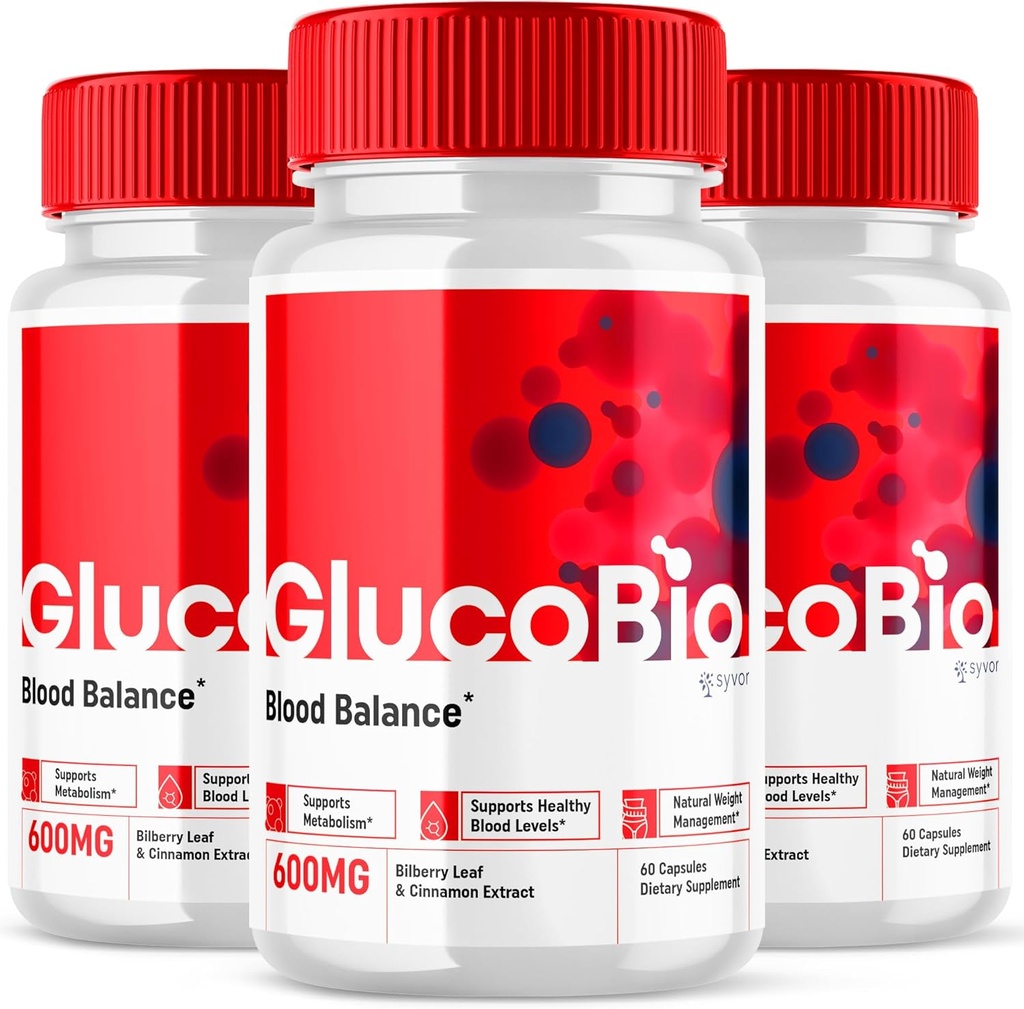 (3 Pack) Glucobio Capsules, Gluco Bio Advanced Glyco Support Formula Pills, Glucobio Extra Strength Supplement, Glucobio Natural Ingredients Glycogen Support, Gluco Bio Glycogen Reviews (180 Capsules)