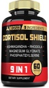 9in1 Cortisol Shield - Ashwagandha & Magnis Glycinate, Rhodiola, Fosfatidilserinas, L- Theanine, Licorice Root, St. John 's Wort, Lions Mane - Mind & Mood, Restaural Night Support - 60 kapsulių