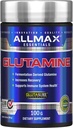 ALLMAX Essentials GLUTAMINE - 100 g milteliai - Fermentation- Derived glutaminas - padidina atkūrimą ir palaiko imuninę sistemą - Gluten Free & Vegan - 20 Servings