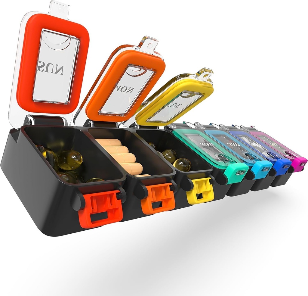 BEXEEN Savaitės medicinos pilys organizatorius vandeniui 7 Dienos didelis pipilas Dėžutė Dienos pilys atvejis Vitaminas Organizatorius Nešiojamų pilių Konteineris Kelionės pilys laikiklis XL Papildomas vaistas Dispenser Vienas per dieną