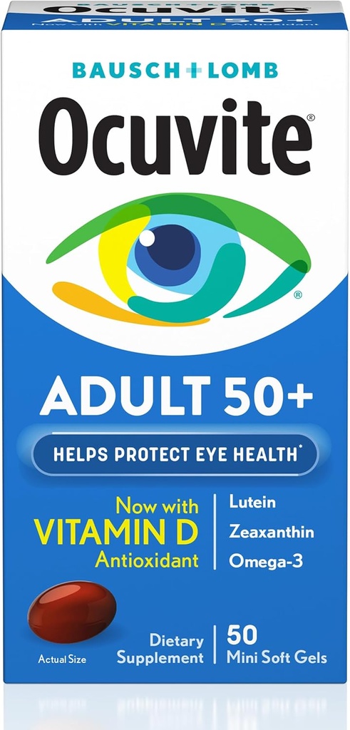 Bausch & Lomb Ocuvite Adult 50 + Eye Vitamines & Mineral Softgels 50 ea (pakuotė 4)