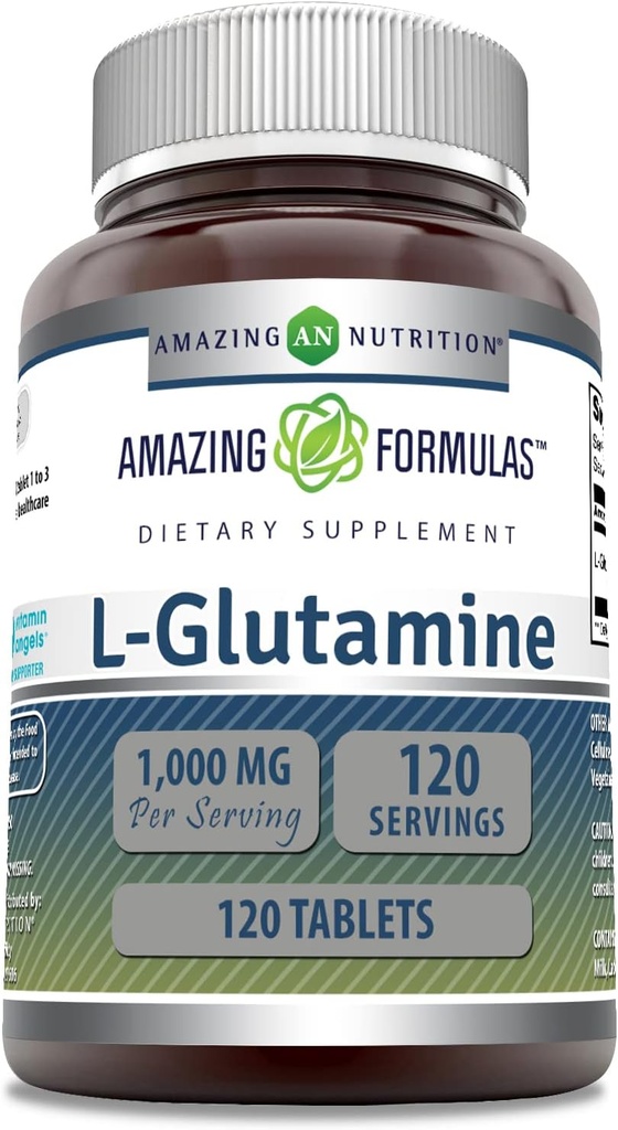 Nuostabi formulė L Glutaminas 1000 Mg Tablets Bendrijoje 124; Amino rūgšties priedas vyrams ir moterims 124; Ne GMO ® 124; Gluten Free 124; Pagaminta JAV (1 Pack, 120 Count)
