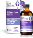 Bold Botanika Elderberry Elixir - 65x Koncentruotas ekstraktas - Sugar- Free - Kid Friendly - Black Elderberry Syron with Aronia Berry for Immune Support - 4 Fl. Oz.