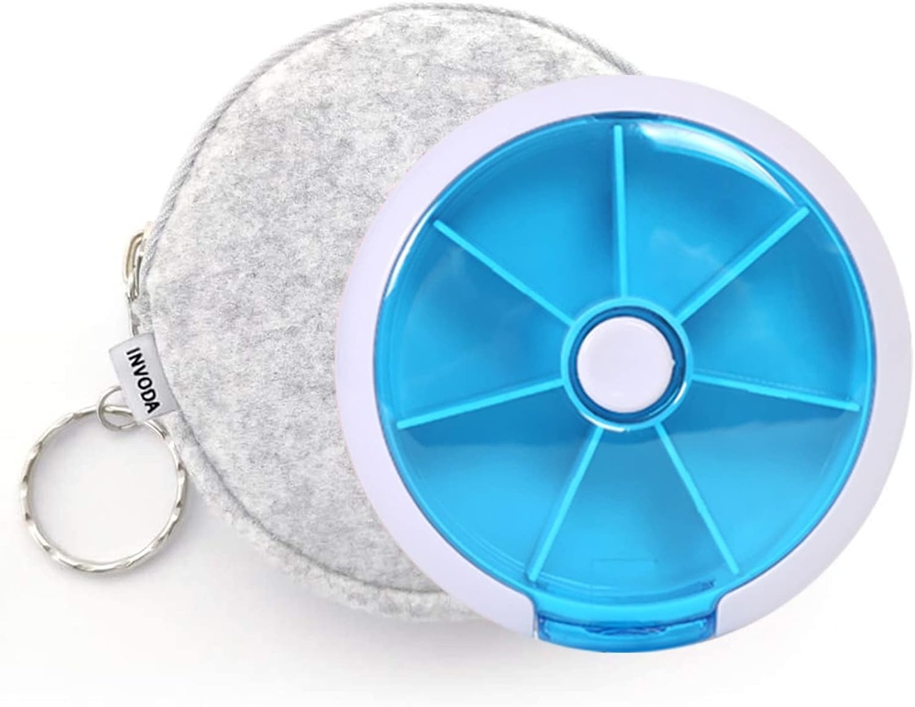 Pilies organizatorius Kelionės pilys byla Purse Portable Medicine Case Mažos savaitės Pill Dėžutė Vitaminai / Žuvies aliejus / Pilnos / papildai (Mėlyna + Krepšys)