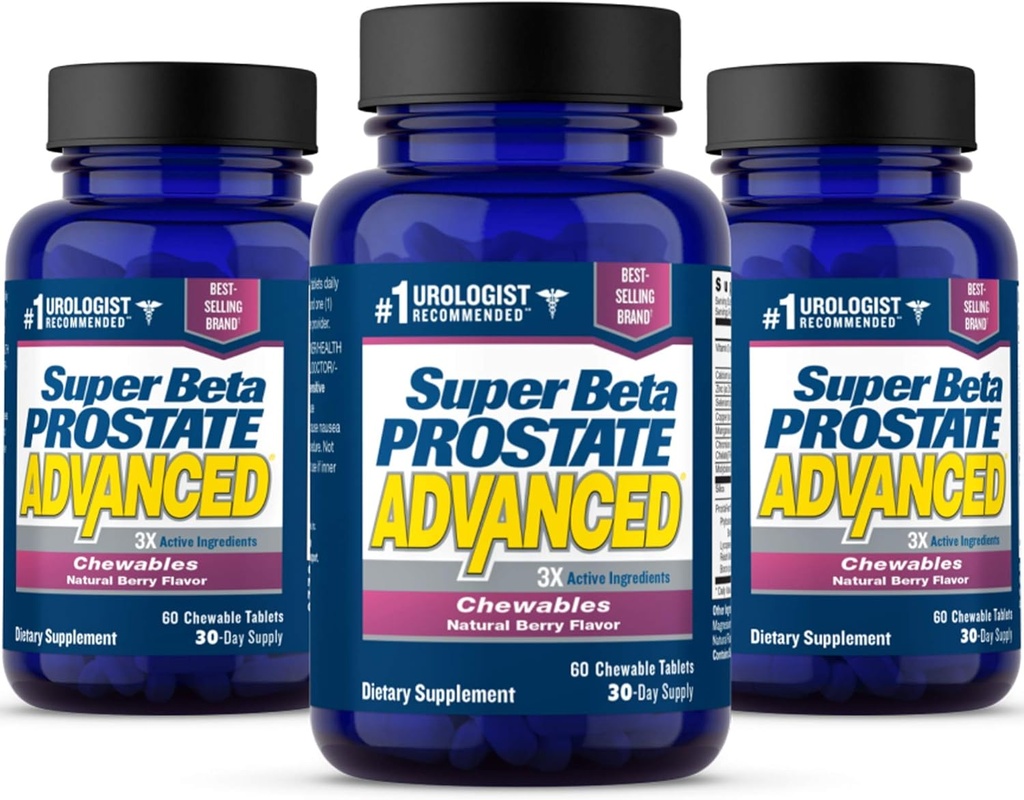 SUPER BETA PROSTATE Advanced Chewables - Prostate Support Supplement for Men's Health (180 Chews, 3-Pack)