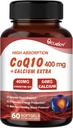 CoQ10 400mg kapsulės, kofermentas Q10 didelės absorbcijos papildai - 124; Širdies atramos ir ląstelių energijos gamybos priedas, Nėra pieno, No gluten - 60 kapsulių (30 Serv)