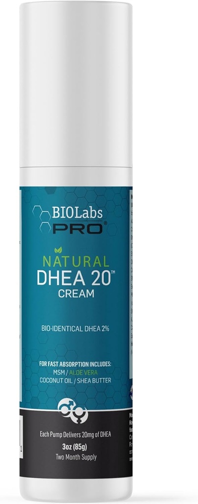 BIOLABS PRO All Natural Bioidentible 20mg Anya Cream - Dviejų mėnesių tiekimas vyrams ir moterims (nekvepiantis - 3.0oz)