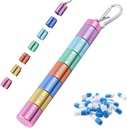 Pill Box Organizatorius, Nešiojamas Savaitės Pill Box, 7 Diena 1 Times a Day Comunits Tablet Organizatorius Box, Rainbow Metal Pill laikiklis Vandeniui nepralaidi Pill Case with Keychain for Outdour Travel Camping Work