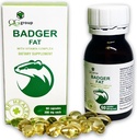 QG grupė "Badger Fat Natural Source of Polinetical riebalų rūgščių - 60 kapsulių, po 300 mg