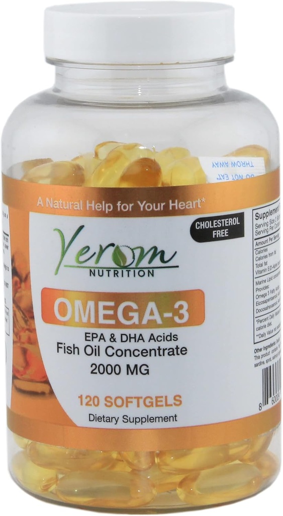Omega 3 žuvų taukai - High- Power EPA & DHA, Palaiko širdies, smegenų ir bendros sveikatos, 120 Softgels.