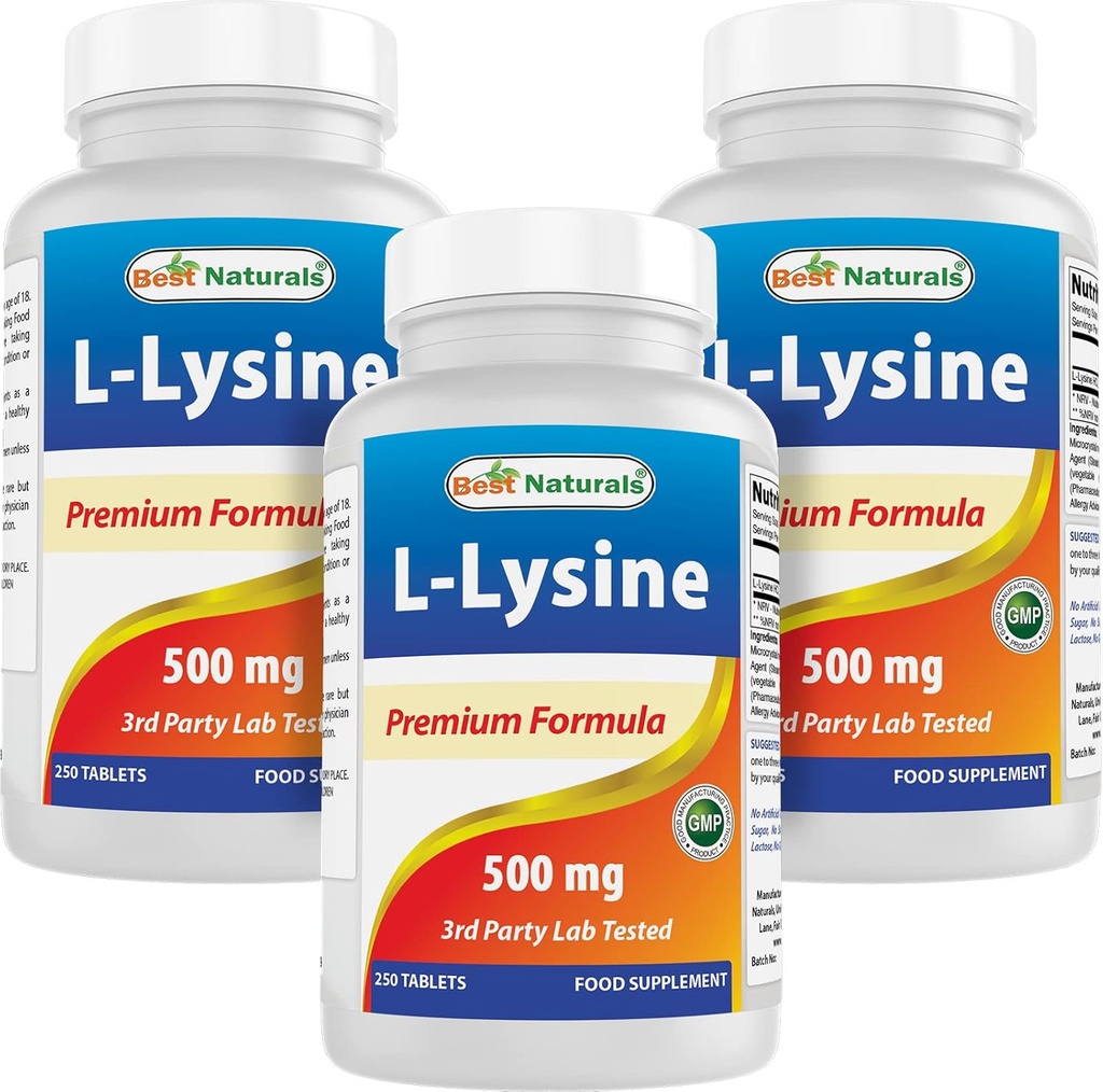 Best Naturals L- Lysine 500 mg 250 tablečių (250 tablečių pakuotė)