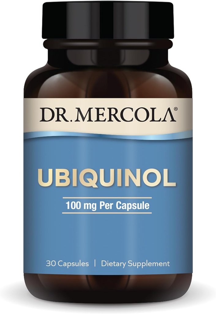 Dr. Mercola Ubiquinol - 100 mg Ubiquinol - Palaiko energijos gamybą - Antioksidanto papildas - Ne GMO, nemokamai ir be sojų - 30 kapsulių (30 serverių)