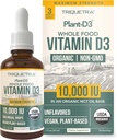 Organinis vitaminas D3 10 000 TV - augalas D3, veganas, Max stiprumo poliežuviniai skysti D3 lašai - 200% didesnė absorbcija, 100% plantacinė cholekalciferolio forma ir reguliuojamoji dozė (30 serverių)