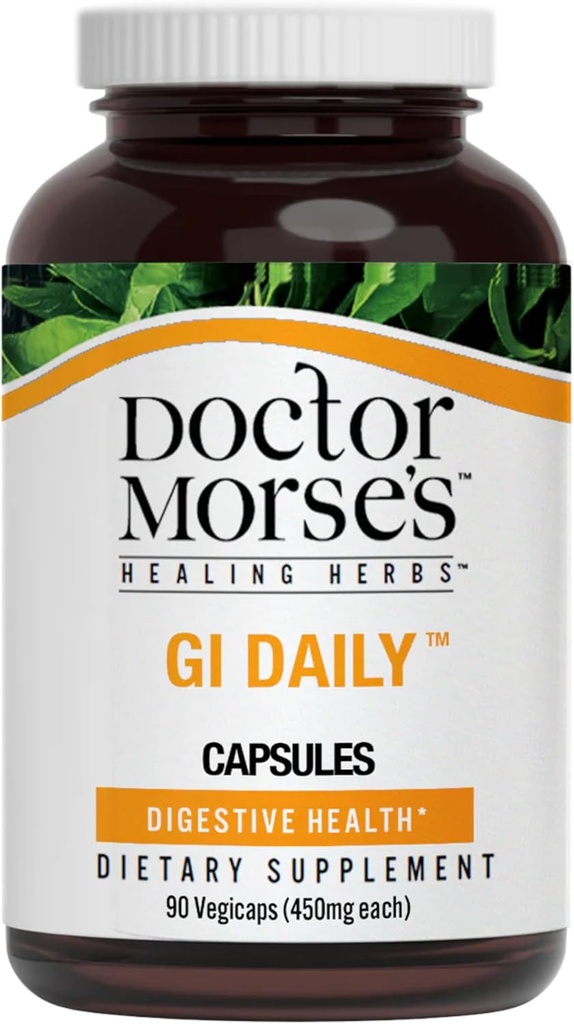 Daktaras Morse GI Dienos - Gut Cleanse - Digistive Support - Žarnyno, Bendras Gut Support - Naturoway Formuluota - Marshmlet šaknis, Slippery Elm Bark, Mullein Leaf - 90 Capsules - 45 dienos tiekimas