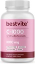 BESTVITE Vitaminas C 1000mg (120 Vegetariškų kapsulių) su Citrus Bioflavinoides - No Stearates - Vegan - Non GMO - Gluten Free