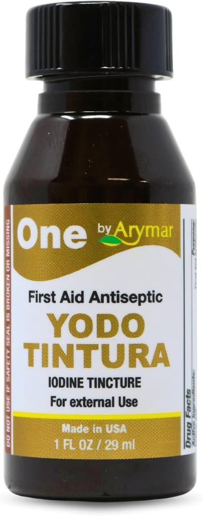 Arymar jodine Tincture, YODO Tintura 2% Topinis tirpalas smulkiems gabalėliams, kremams, deginiams, 1 Fl Oz