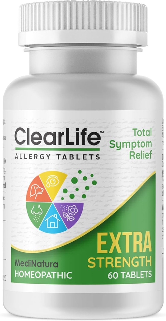 ClearLife Extra Stiprumo Multi- System Alergija Lengvinančios Homeopatinė Remedy - 15 Galingi Aktyvieji Teikti stiprių maksimalių spurgų, Niežėjimas & Sinuso Slėgio Religija - Non- Drowsy - 60 tabletės