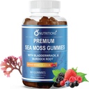 O NUTRITIONS Premium Sea Moss Gummies Made with Irish Sea Moss, Burdock Root, and Bladderwrack -Seamoss Raw Alkaline Supplement