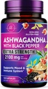 Ashwagandha 2,100 mg - Ashwagandha papildai moterims Veggie Capsules su miltelių ir šaknų ekstraktu, Black Pepper for High Absorption, Augalų pagrindo, Non- GMO, buteliuose JAV - 120 Veggie Capsules