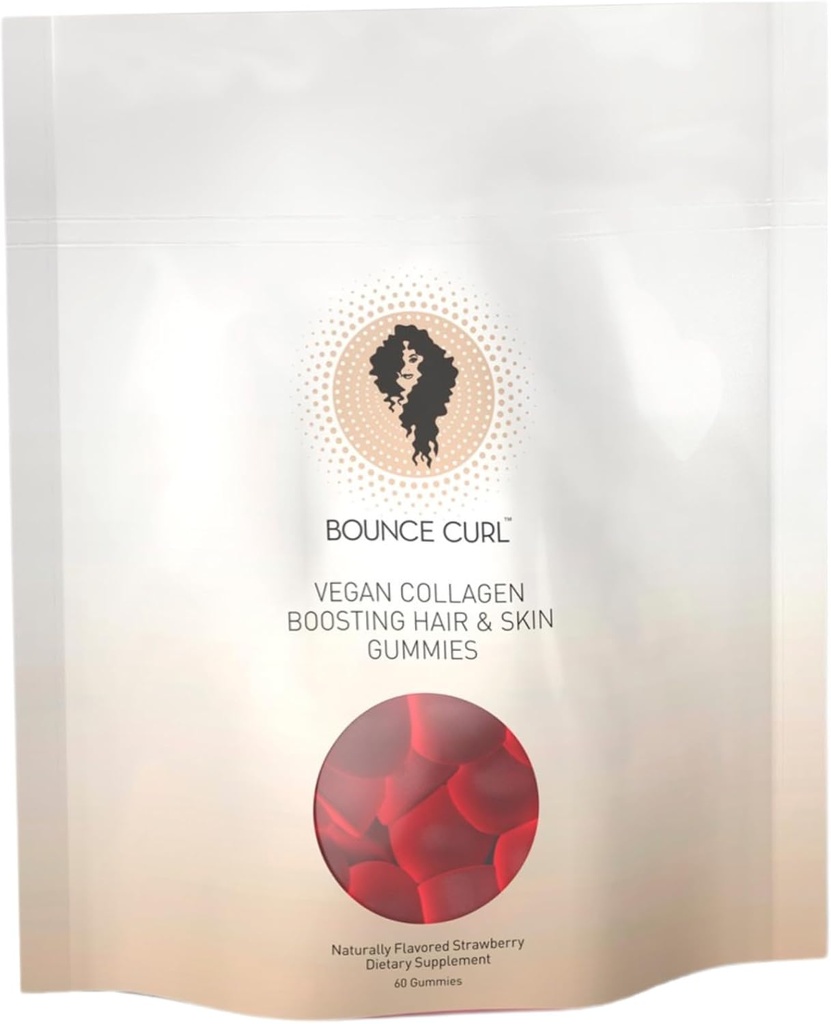Bounce Curl Vegan kolagenas skatinti Plaukų, Odos & Vabzdžiai Gummies, 60 braškių Gummies
