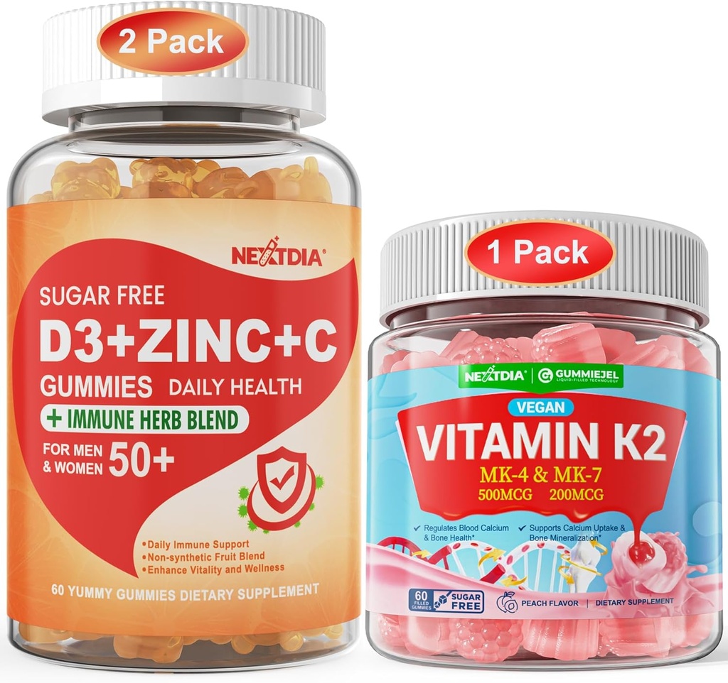 Baltymai: Vitaminas C + D3 + cinko vatos suaugusiems 50 + ir vitamino K2 vatos