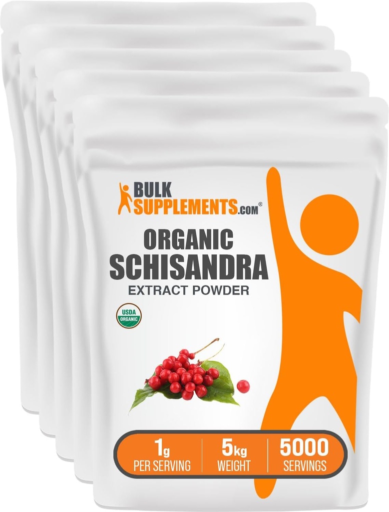 BulkSupplemen.com Organic Schisandra ekstraktas Milteliai - Schisandra priedas, iš Schisandra Berries - Žolinių papildas, Gluten Free - 1000mg per Serving, 5kg (11 lbs) (Pakuotė 5)