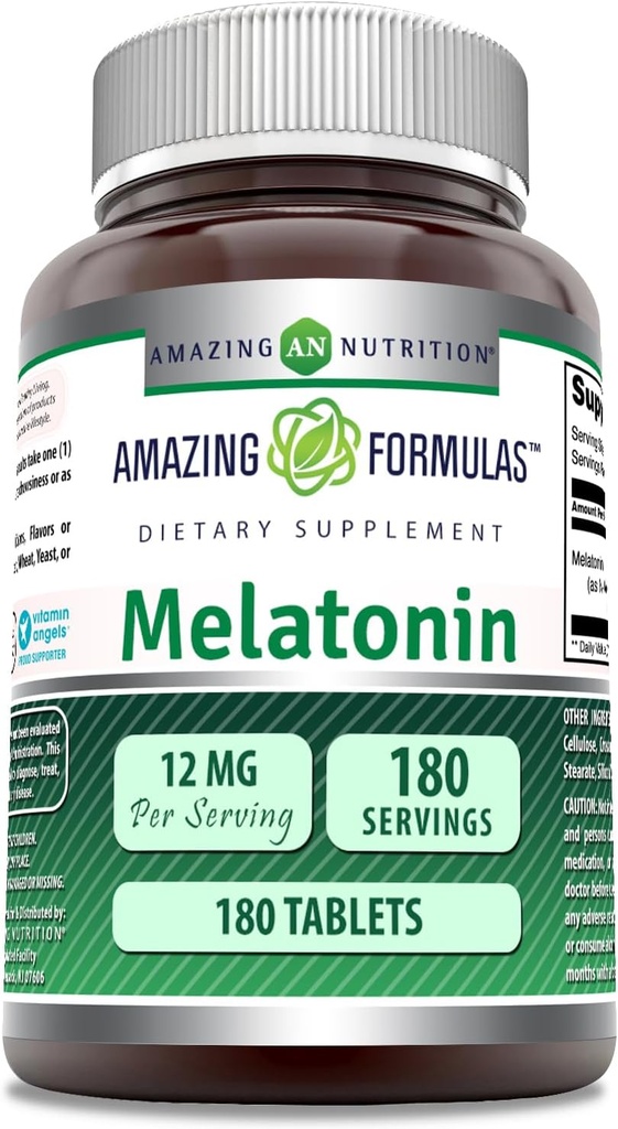 Nuostabi formulė Melatonino priedas - 124; Nearomatizuotas 124; 12 Mg per Tarnyboje - 124; 180 tablečių - 124; Non-GMO - 124; Nemokamas glitimas - 124; Pagaminta JAV