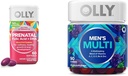 OLLY Prenatal Multivitaminų Softgels ir vyrų multivitaminų Gummy Vitaminai Bundle, 60 ir 90 Count